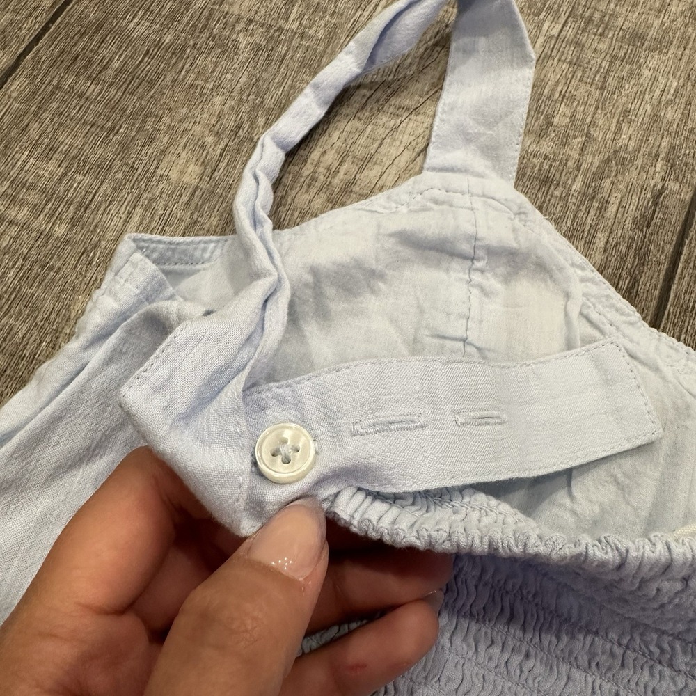 Aerie XS Light Blue Smocked Crop Top Adjustable Strap Cami Bralette‎ Summer Cute - Picture 8 of 8